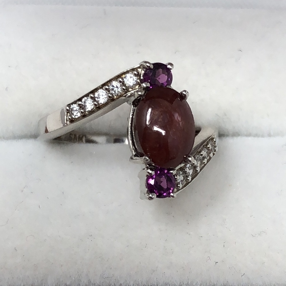 Star Ruby Ring Purple Amethyst Sterling Silver Size 6